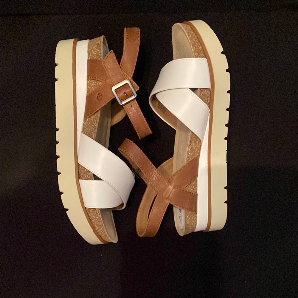 Josef Seibel White and Brown Sandals